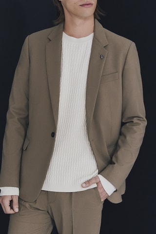 Casaco de fato em lã - Castanho