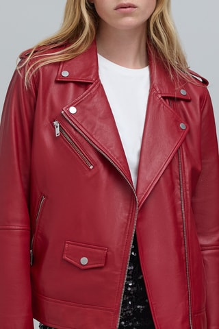 Casaco em couro - Vermelho