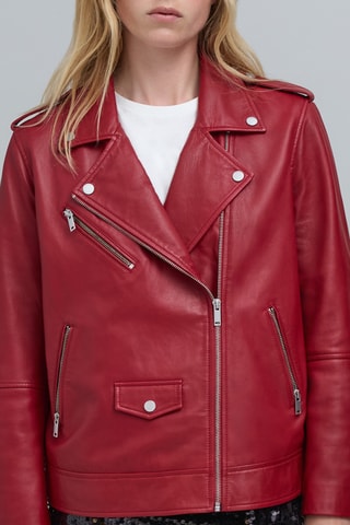 Casaco em couro - Vermelho