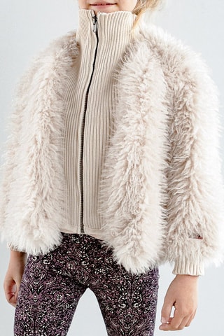 Casaco bi-matéria - Bege