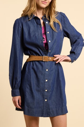 Vestido-camisa de ganga - Azul-escuro