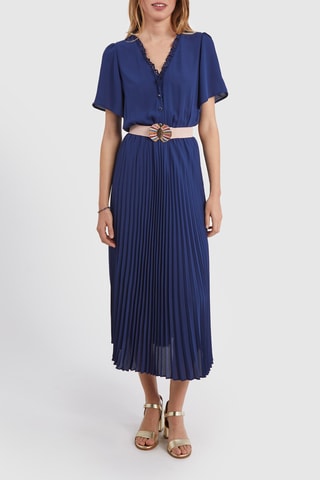 Vestido plissado - Índigo - I.Code