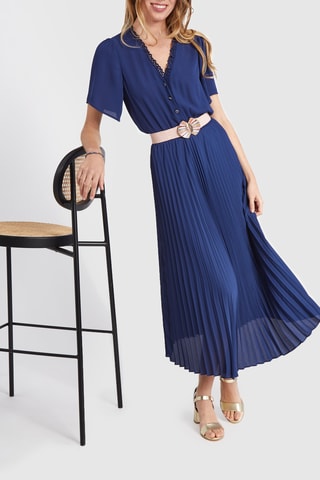 Vestido plissado - Índigo - I.Code