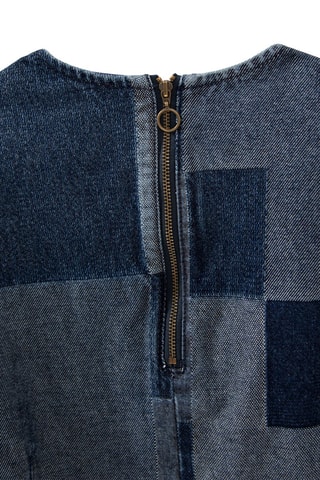 Vestido direito de ganga - Azul