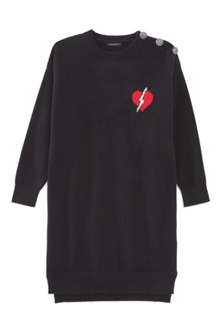 Vestido-camisola em lã - Preto - IKKS