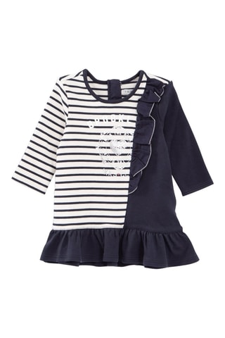 Vestido em algodão biológico - Azul-marinho e branco - IKKS Júnior