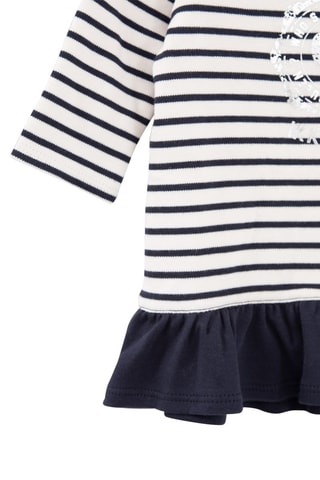 Vestido em algodão biológico - Azul-marinho e branco - IKKS Júnior