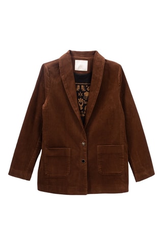 Casaco de fato em veludo - Castanho