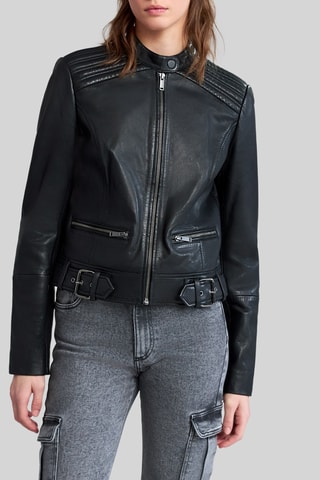 Blusão em couro de cordeiro - Preto - IKKS