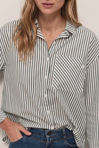 Camisa em algodão biológico - Cru e verde-escuro