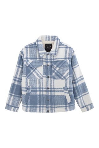 Sobrecamisa de lã - Azul-claro e branco