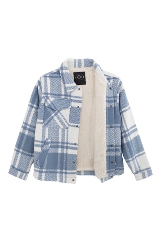 Sobrecamisa de lã - Azul-claro e branco