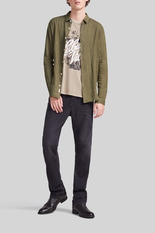 Camisa slim em linho - Verde