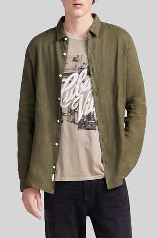 Camisa slim em linho - Verde