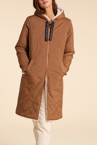 Blusão comprido reversível - Camel e cru