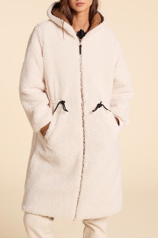 Blusão comprido reversível - Camel e cru