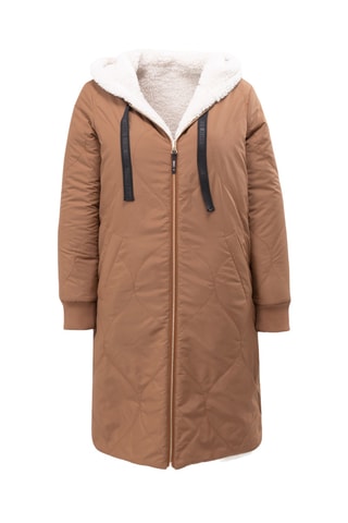 Blusão comprido reversível - Camel e cru