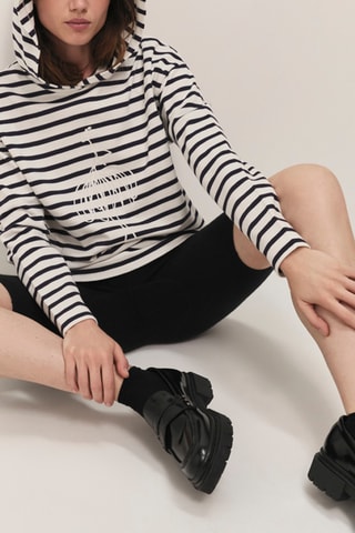 T-shirt com capuz em algodão biológico - Preto e branco