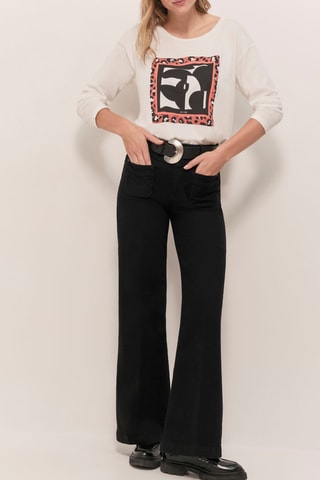 T-shirt em algodão biológico - Cru e preto