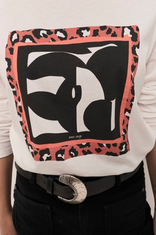 T-shirt em algodão biológico - Cru e preto