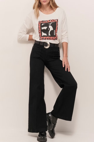 T-shirt em algodão biológico - Cru e preto