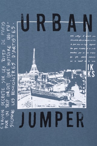 T-shirt em algodão biológico - Azul-cobalto