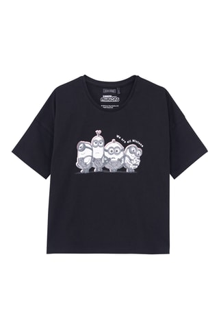 T-shirt em algodão biológico Os Minions - Preto