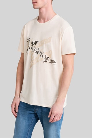 T-shirt em algodão biológico - Marfim - IKKS