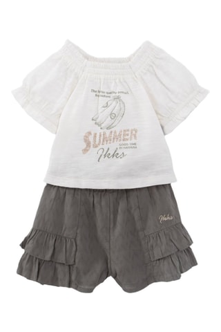 Calções e t-shirt - Cru e caqui - IKKS