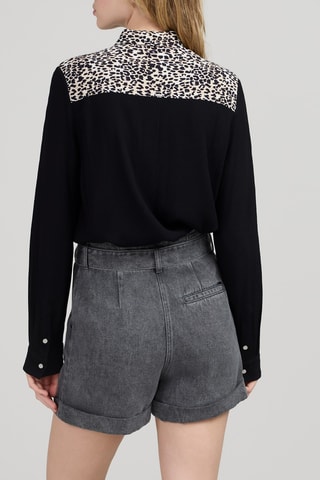 Calções direitos de ganga de cintura subida - Cinzento - IKKS