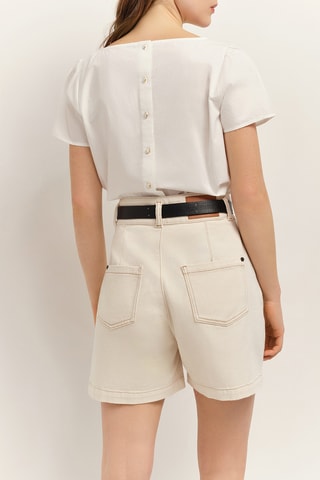 Calções direitos de cintura subida - Cru - One Step