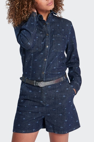 Macacão curto de ganga - Azul