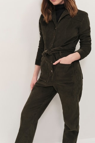 Macacão em veludo - Caqui-escuro - One Step