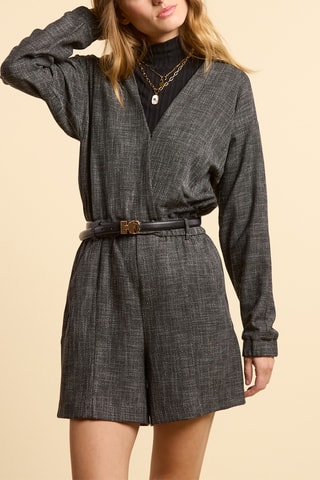 Macacão curto - Cinzento mesclado