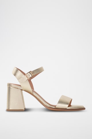 Sandálias de salto em couro - Dourado