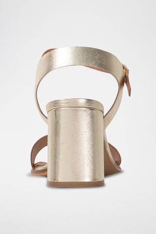 Sandálias de salto em couro - Dourado