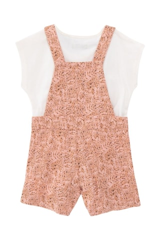 Jardineiras e t-shirt - Branco e pêssego - IKKS