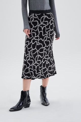 Saia midi cintura subida - Preto