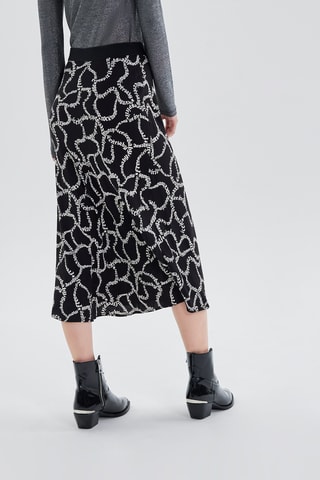 Saia midi cintura subida - Preto