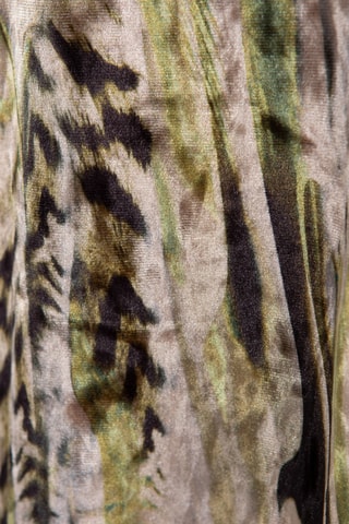 Saia midi em veludo - Bege e preto