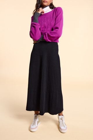 Saia plissada de lã - Preto