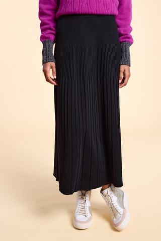 Saia plissada de lã - Preto