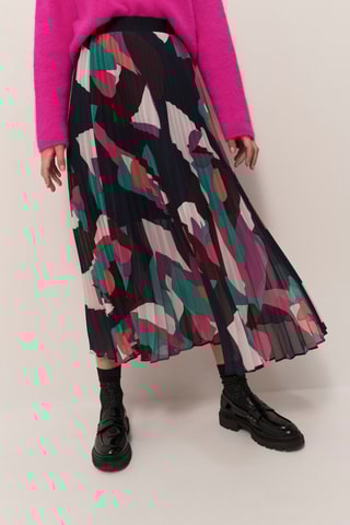 Saia plissada - Azul-marinho e verde-escuro