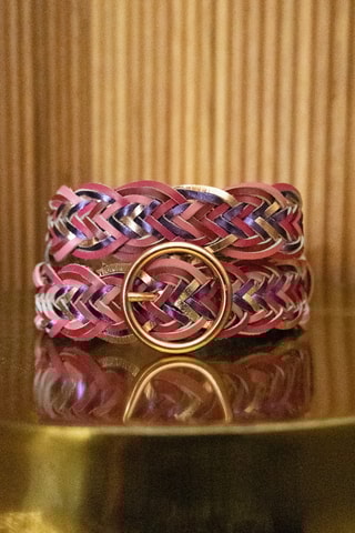 Cinto em couro - Rosa e violeta - I.Code