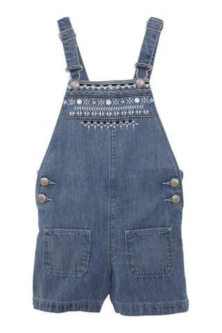 Jardineiras de ganga e t-shirt - Azul e branco - IKKS Júnior