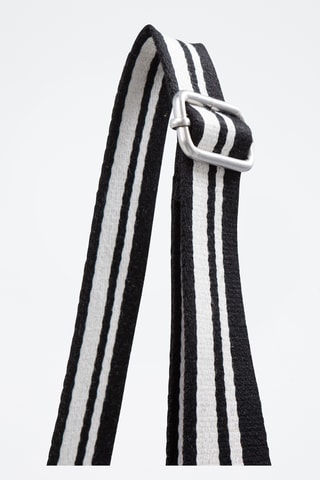 Alça de tiracolo em couro - Branco e preto - IKKS 