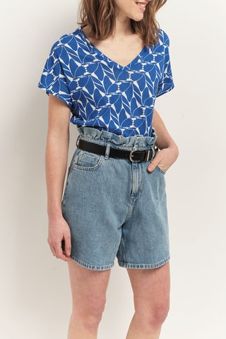 Top em linho - Azul-real - One Step