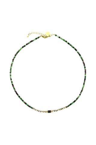 Collier - Rubis zoïsites, labradorites et hématites