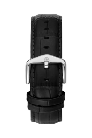 Reloj automático de piel - Negro y plateado