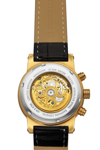 Reloj automático de piel - Negro y dorado